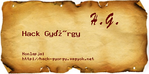 Hack György névjegykártya